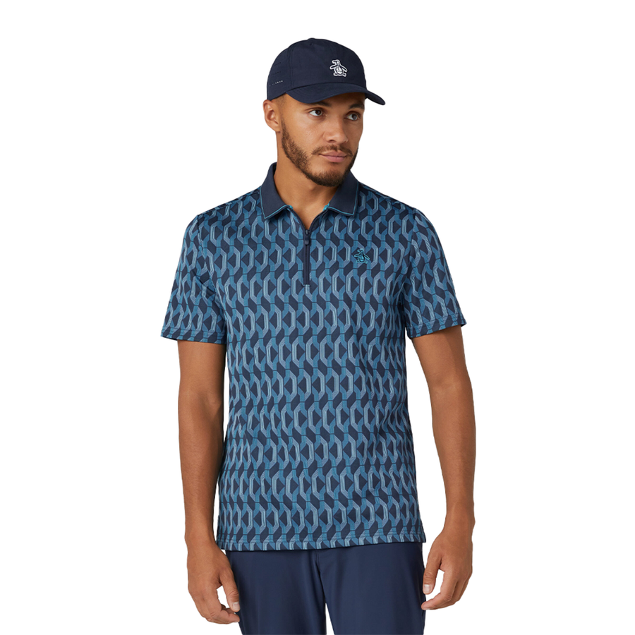 Original Penguin All Over YD Botanical Jacquard Polo - Black Iris
