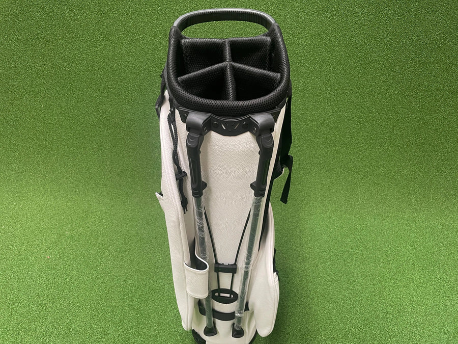 Premium White Leather 5-Way Stand Bag (LIKE NEW) - pockets