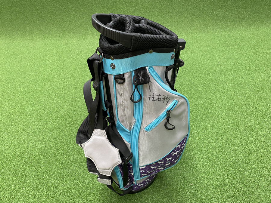 Grey/Aqua/Purple Junior 4-Way Stand Bag - front view