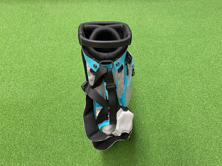 Grey/Aqua/Purple Junior 4-Way Stand Bag - side view