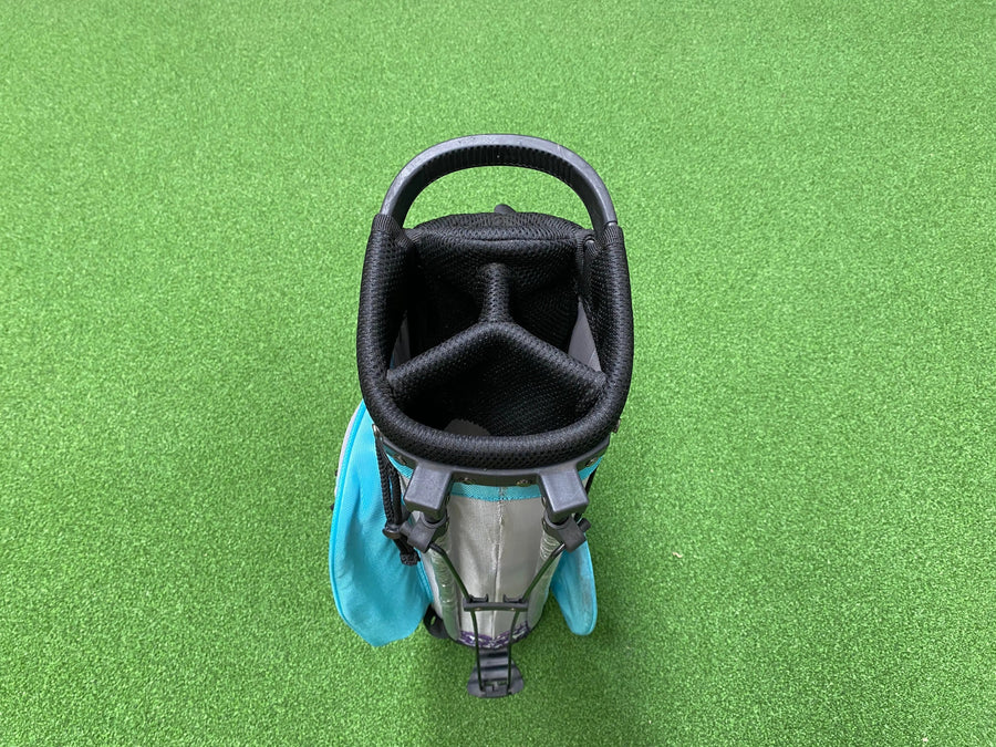 Grey/Aqua/Purple Junior 4-Way Stand Bag - back view