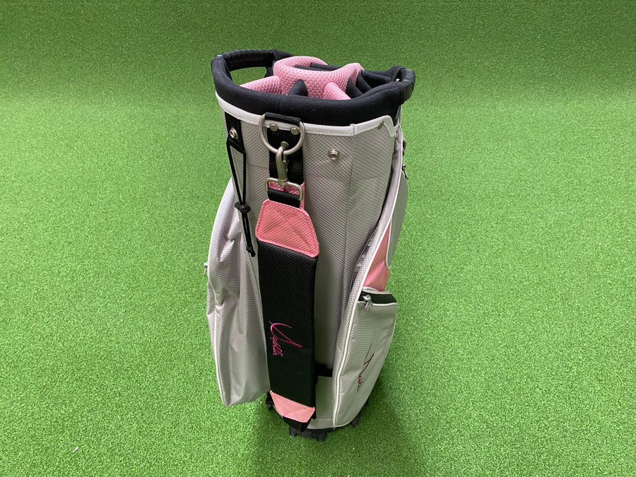 Dephlin Grey/Pink 14-Way Cart Bag with Raincover (USED) - top divider