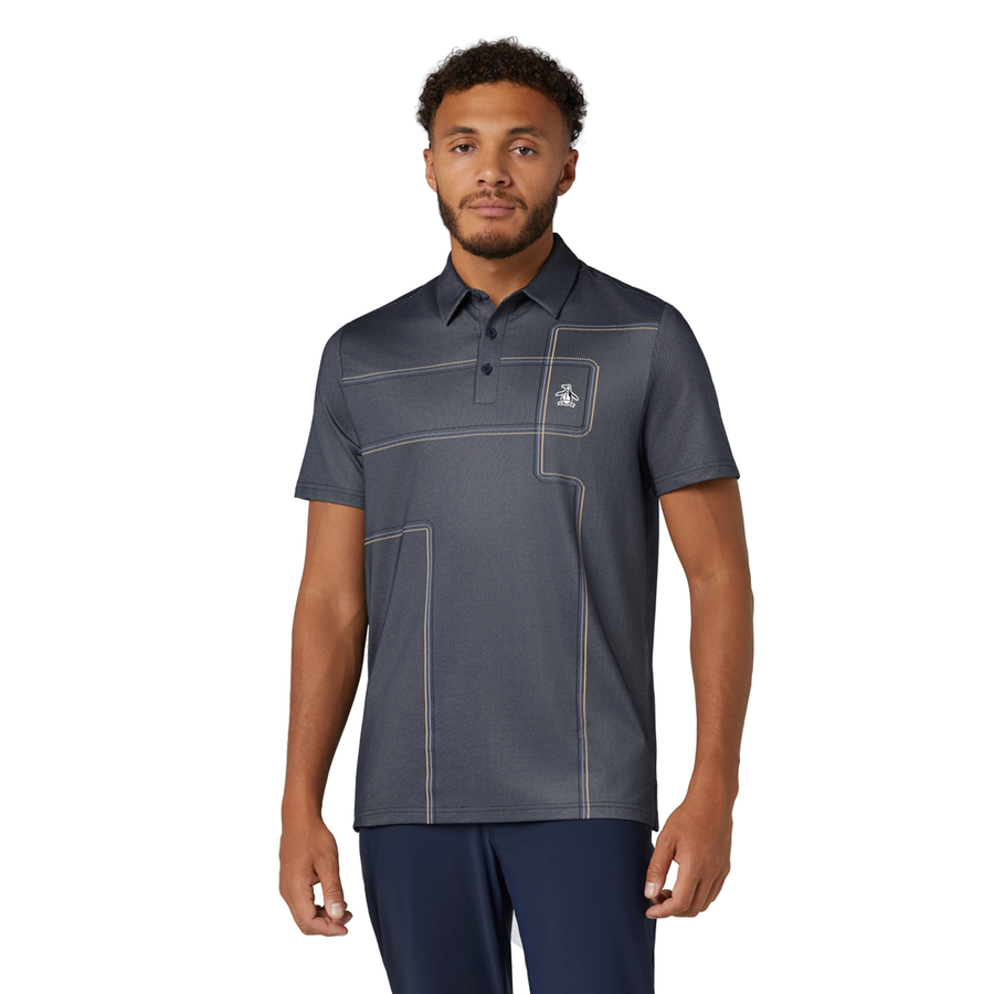 Original Penguin ‘Snow Tracks’ All Over Linear Print Polo