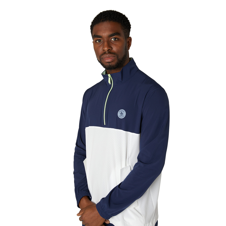 Original Penguin Lightweight 1/4 Zip Colour Block Golf Windbreaker - Black Iris
